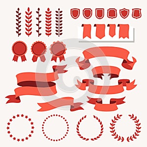 Vector collection of decorative design elements - ribbons, frames, stickers, labels.